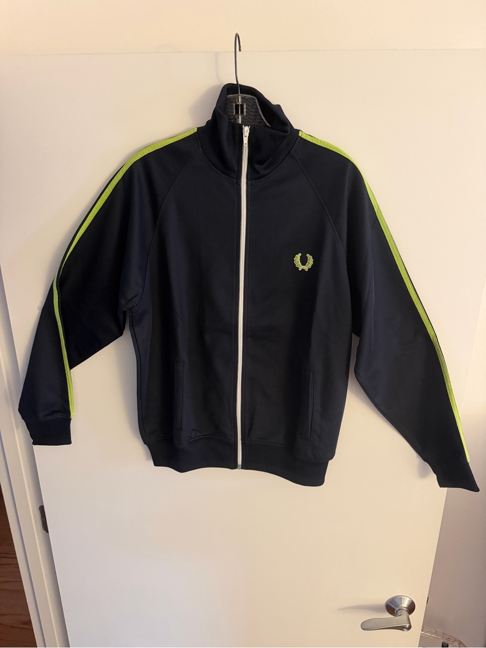 Fred Perry Black Track Jacket with Lime Green Piping